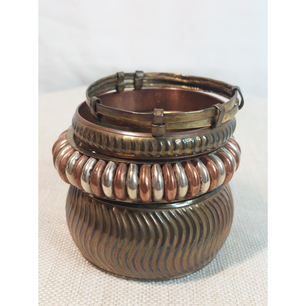 Vintage 1970s Bangle Bracelet Lot Stack Copper Brass Bohemian Coastal Cowgirl - Picture 16 of 16